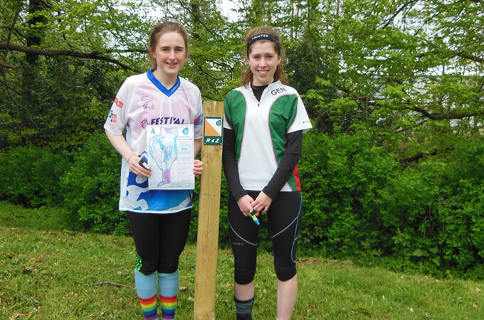 Two girls Orienteering