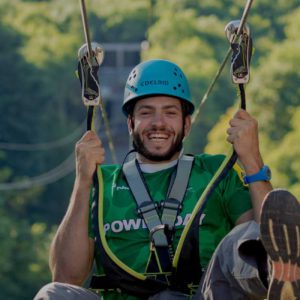 Zipline Header Man in zipline